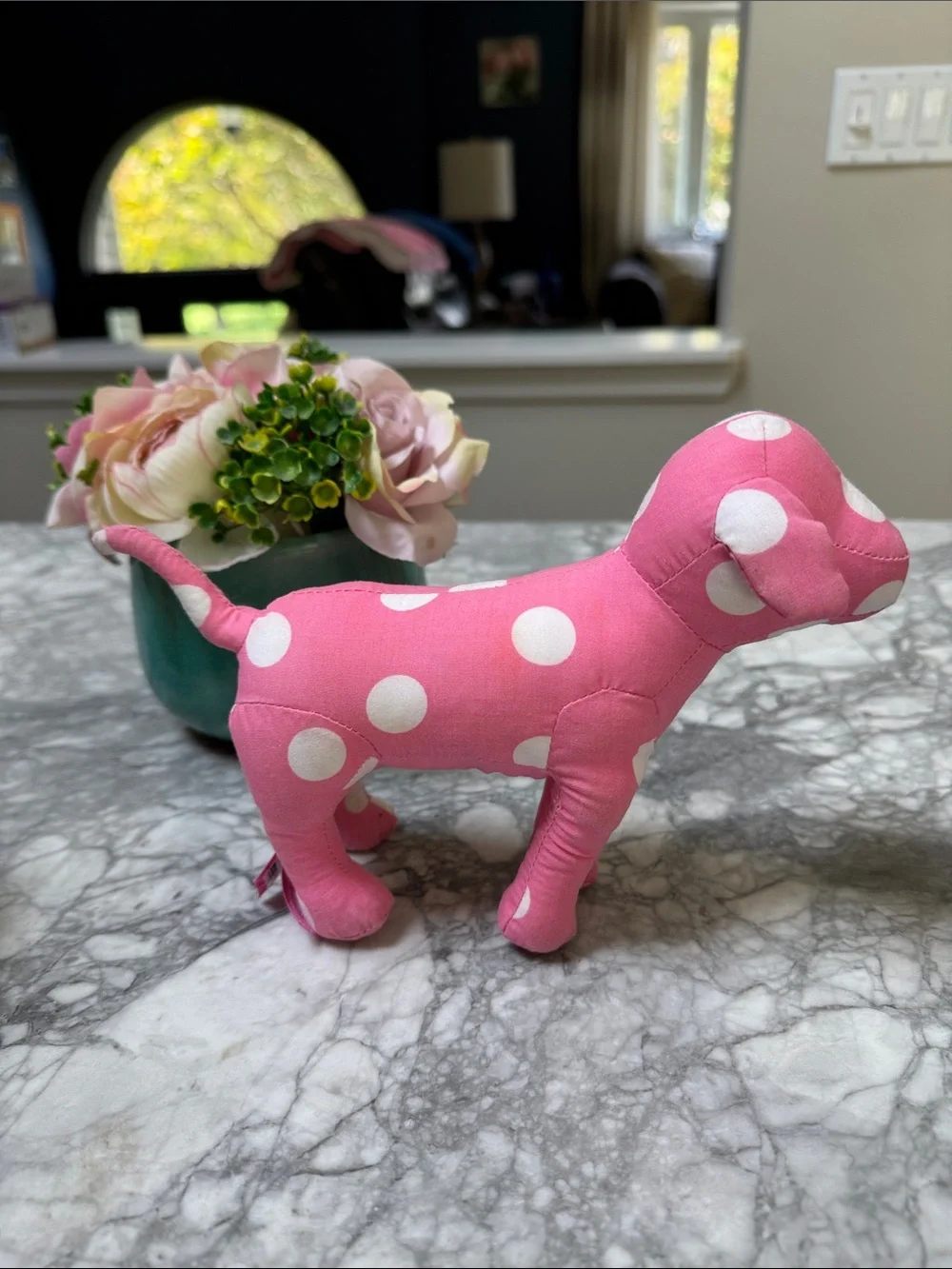 Pink  Victoria’s Secret Polka Dot Decorative Dog Figurine - Home Accents